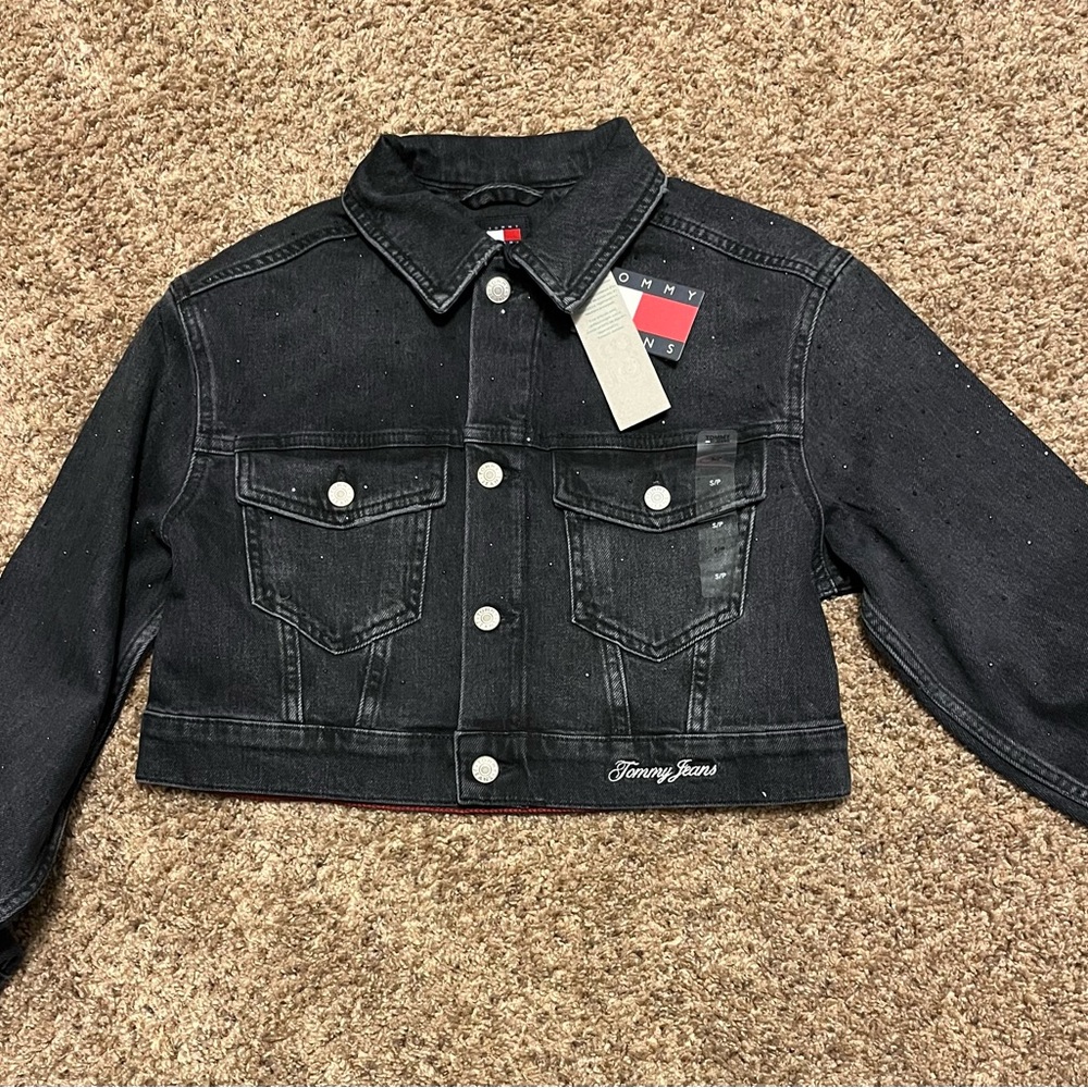 Tommy Hilfiger Black Jean Jacket Cropped Style